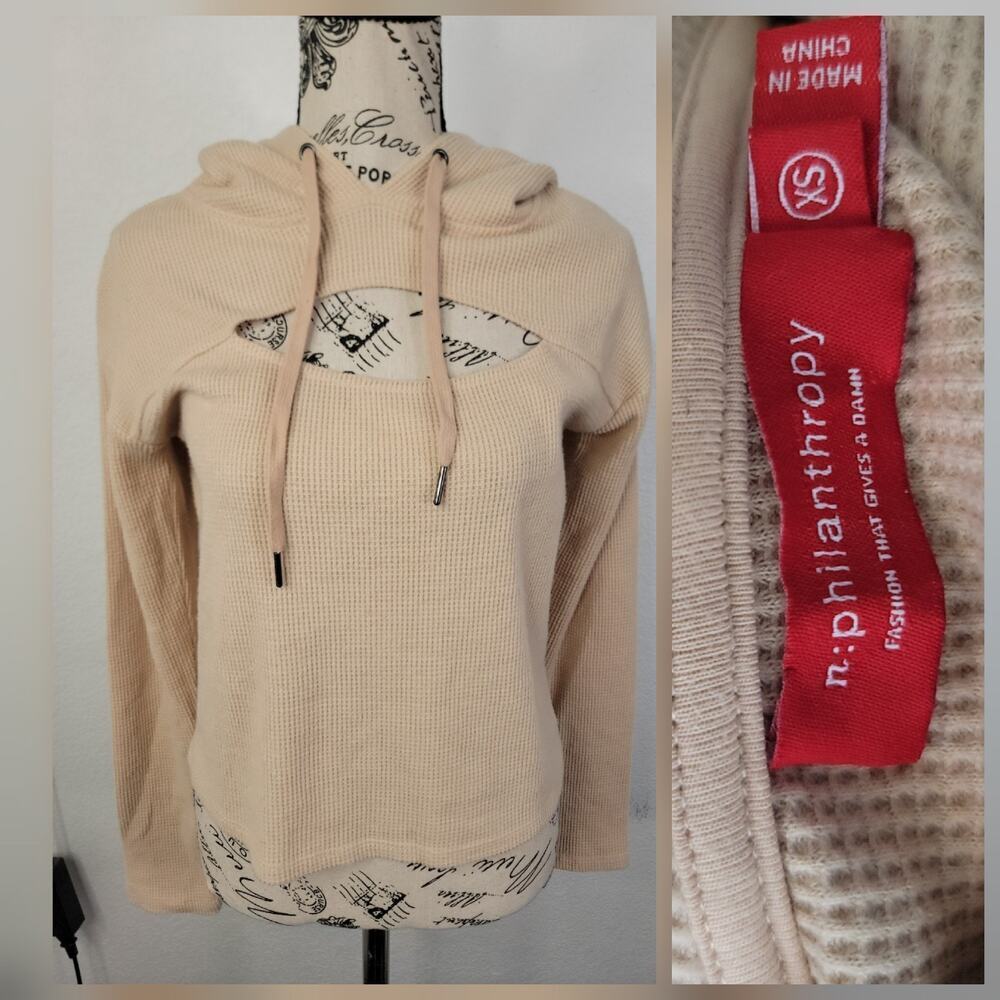 n:PHILANTHROPY Blaire Sweatshirt SZ XS Waffle Knit Cut Out Party Festival Club